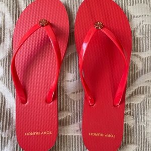 Never worn Poppy Orange Tory Burch thin flip-flops